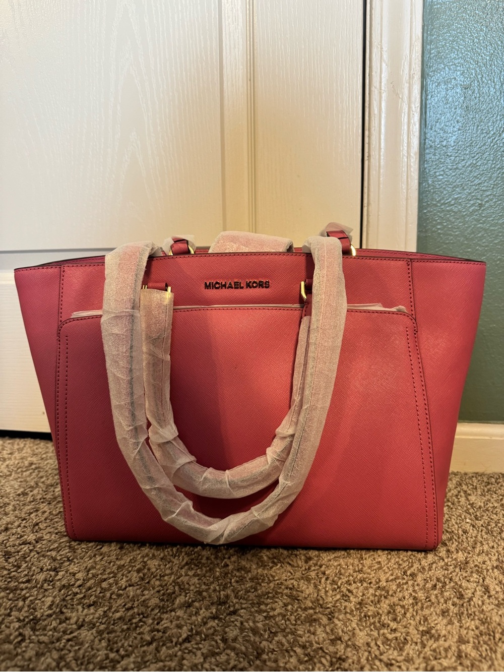 Michael Kors Coral Pink Saffiano Leather Tote